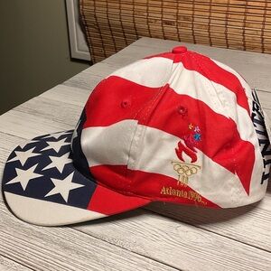 Vtg 90s Team USA 1996 Atlanta Olympics Hat Flag Logo All Over Hanes Snapback NWT